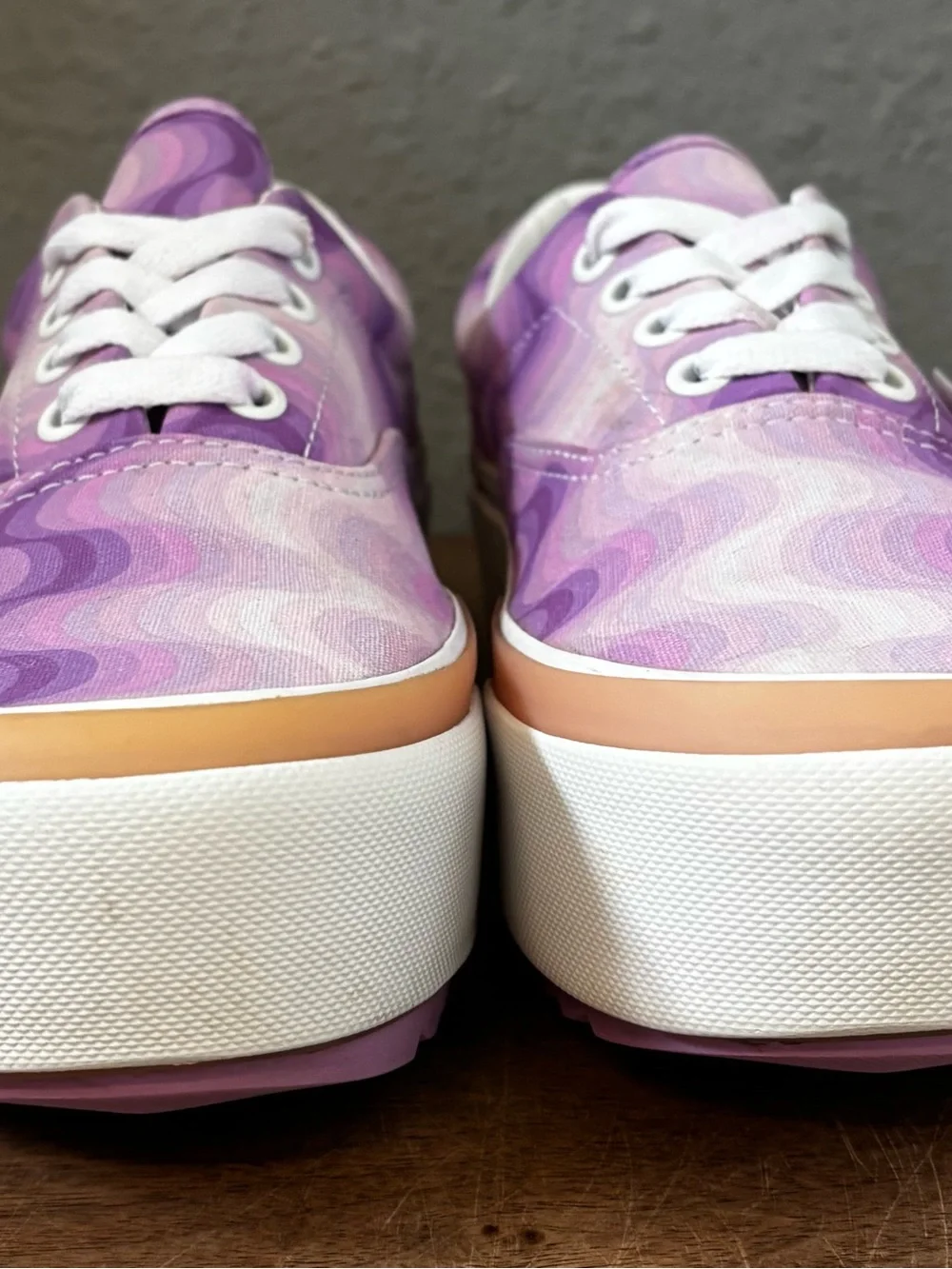 Vans Pink & Lavender Wave Pattern Platform Sneakers 7.5